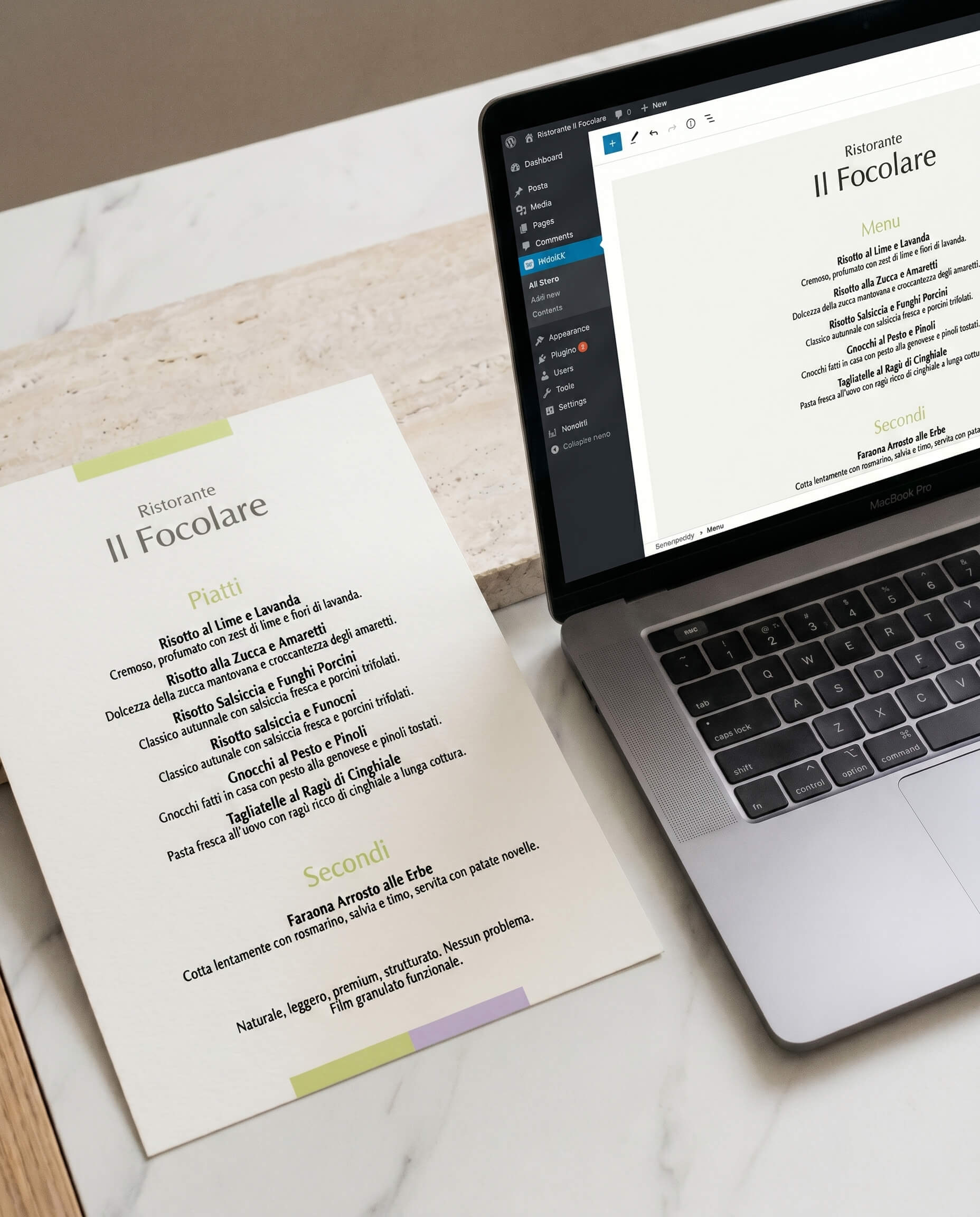 Anteprima menu PDF stampabile